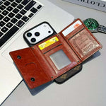 Luxury Card Holder Wallet LV Style Phone Case for iPhone 17/ 16/ 15/ 14