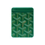 Premium Emerald Green magnetic MagSafe card holder with a luxurious geometric pattern