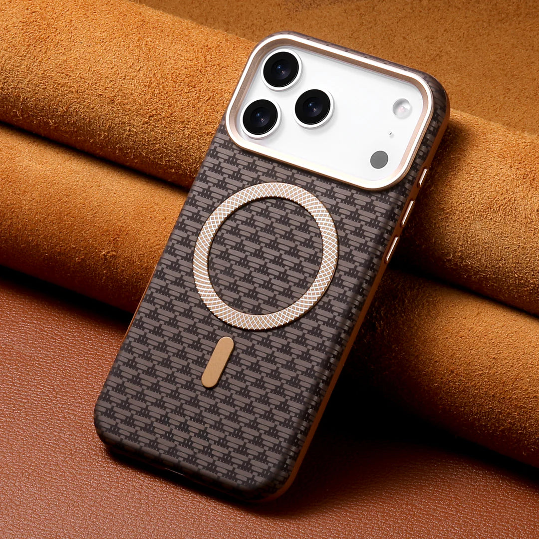 Premium Triangle Pattern Leather Magnetic Case For iPhone 17 16 15 14