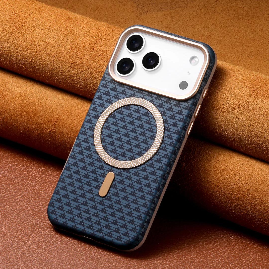 Premium Triangle Pattern Leather Magnetic Case For iPhone 17 16 15 14