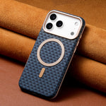 Premium Triangle Pattern Leather Magnetic Case For iPhone 17 16 15 14