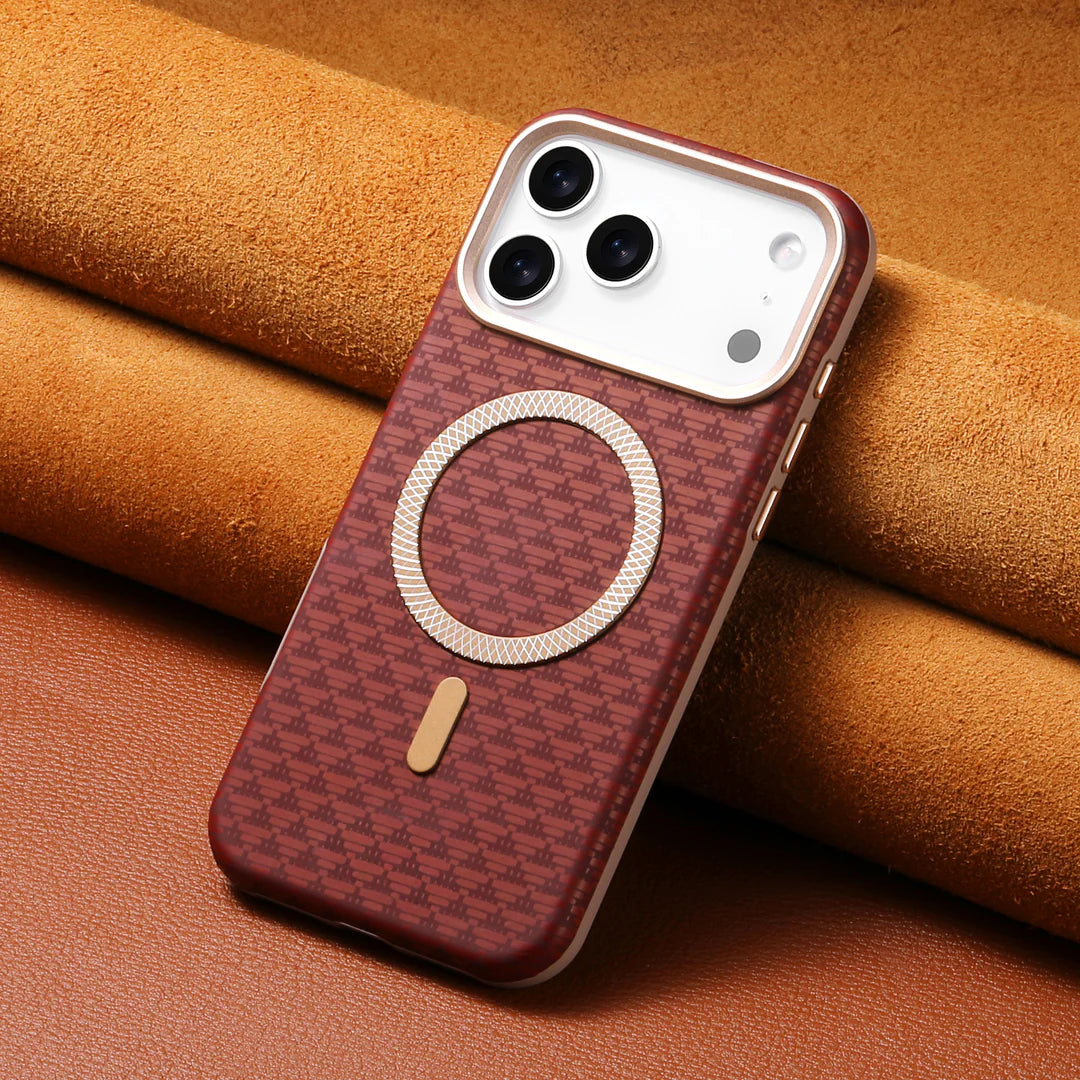 Premium Triangle Pattern Leather Magnetic Case For iPhone 17 16 15 14
