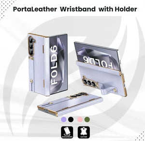 PortaLeather Z Fold 6, 5, 4 Kickstand Hinge Wristband Case