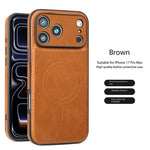 Luxury Strong Magnetic Leather Wireless Shockproof MagSafe Cover Phone Case For iPhone 17 / 16 / 15 / 14
