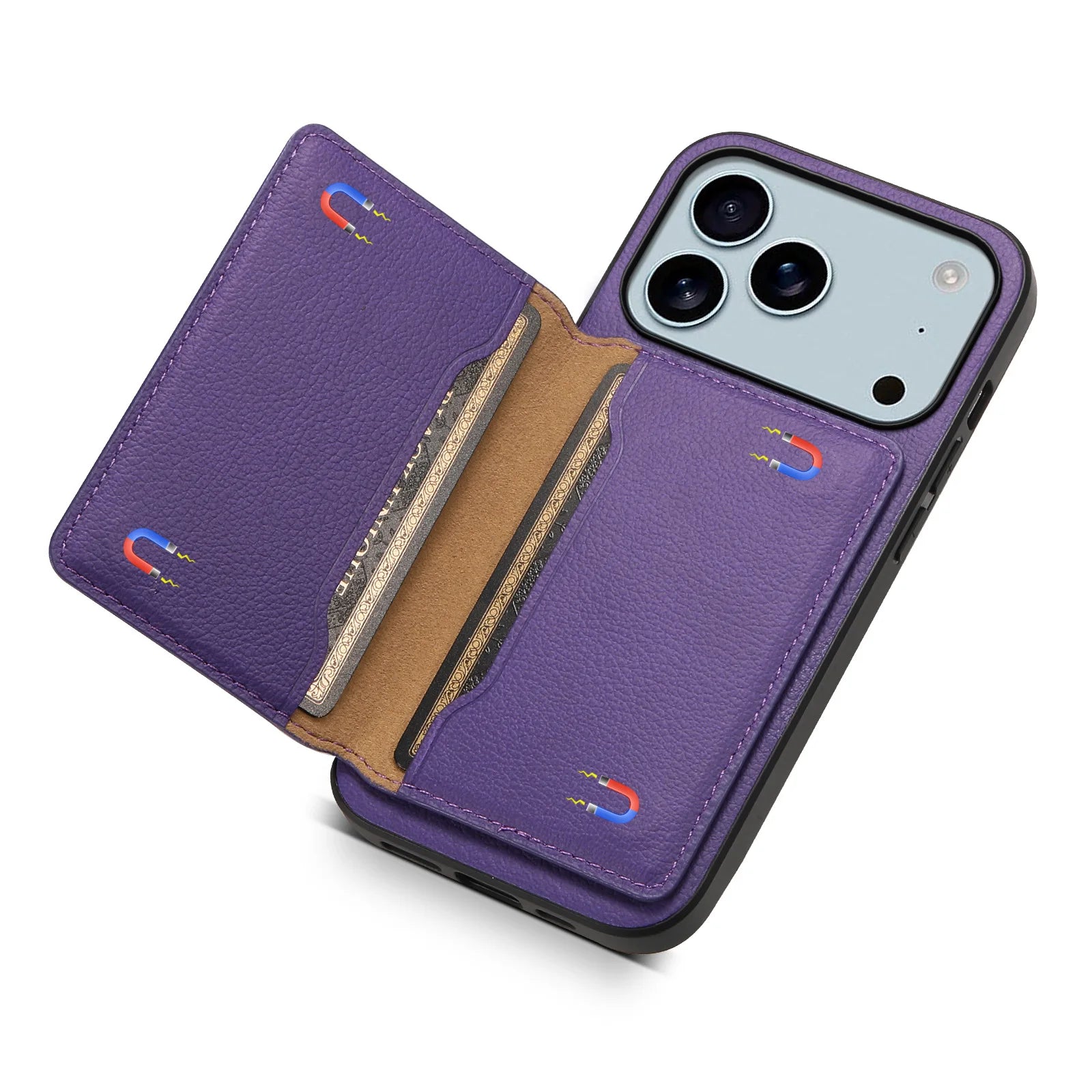 Leather Phone Case Magnetic Card Holder For iPhone 17 / 16 / 15 /14