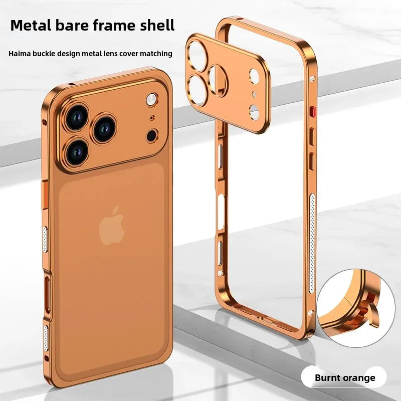 Luxury Original Colour Rugged Aluminum Alloy Slim Frame Case Metal Lens Frame Cold Cut Protect Cover For iPhone 17/ 16 /15 /14