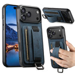 Leather Case Wrist Strap Ring Buckle Card Holder Bag Stand For iPhone 17/ 16/ 15/ 14