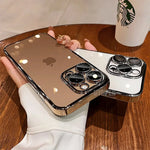 Plating Clear Soft Case with Lens Film Protect for iPhone 16 15 14