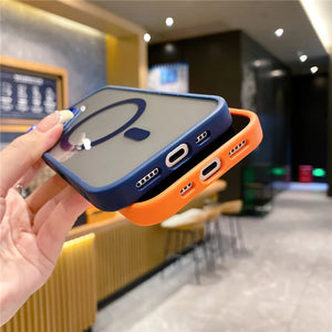 ACRYLIC HARD  HEAVY-DUTY MAGNETIC TRANSPARENT CASE FOR IPHONE 16 15 14