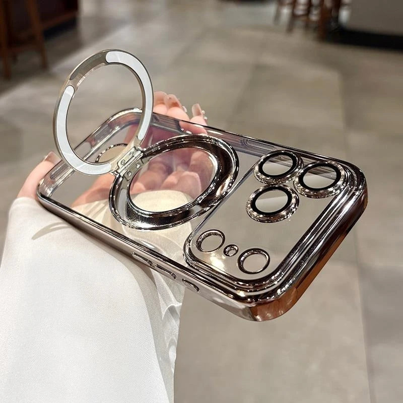 New In Phone Case- Four Corners Air Cushion Anti-fall Case with Invisible Ring Stand for iPhone 17/ 16 /15 /14