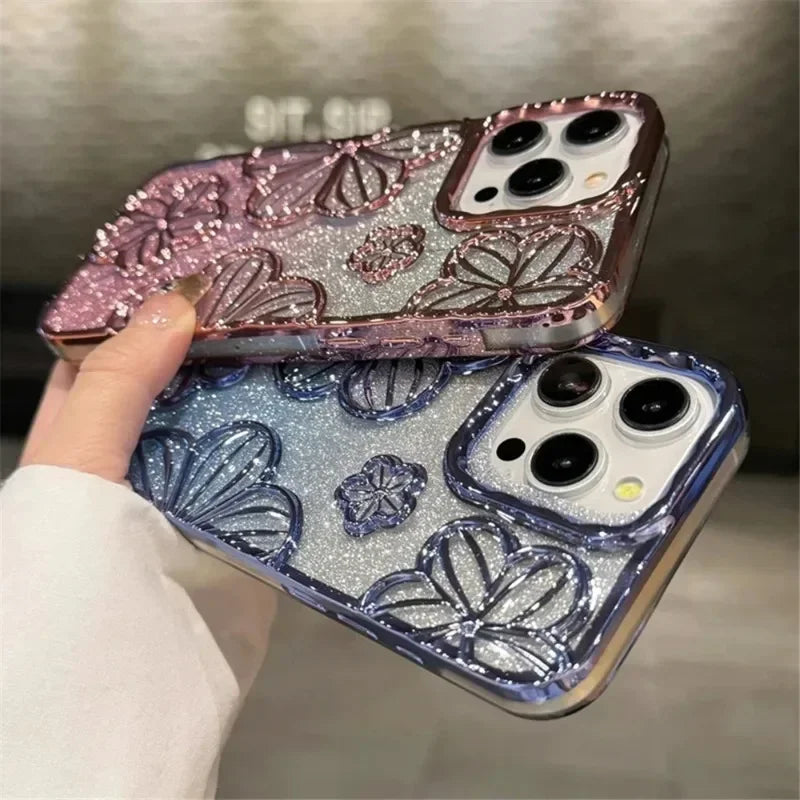 Multicolored Flower Electroplated Phone Case For IPhone 15 Series