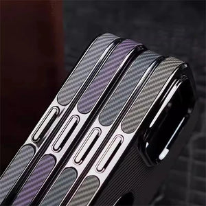 Premium Plated Carbon Fiber Case For iPhone 16 15 14