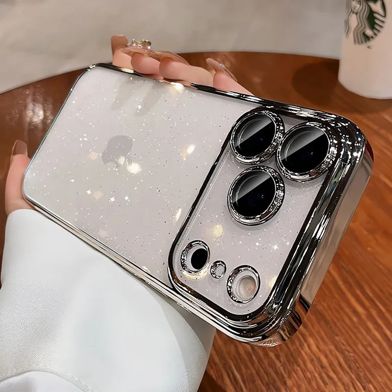Ultra Thin Slim Transparent Glitter PC Case for iPhone 17 16 15 14