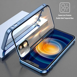 Full Privacy Case Double Sided Glass Magnetic Clear Case For iPhone 16 15 14 13