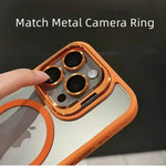 Luxury Magnetic Shockproof Phone Case For iPhone 16 15 14 Funda Stand Glass Lens Protection Back Cover