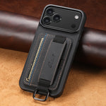Leather Case Wrist Strap Ring Buckle Card Holder Bag Stand For iPhone 17/ 16/ 15/ 14