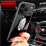Magnet Ring Holder Tempered Glass Case for Iphone 17 16 15