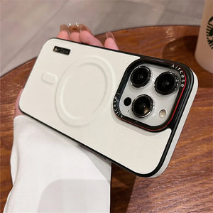 LUXURY MATTE LEATHER MAGNETIC CASE SHOCKPROOF FOR IPHONE 16 15 14