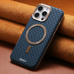 Premium Triangle Pattern Leather Magnetic Case For iPhone 17 16 15 14