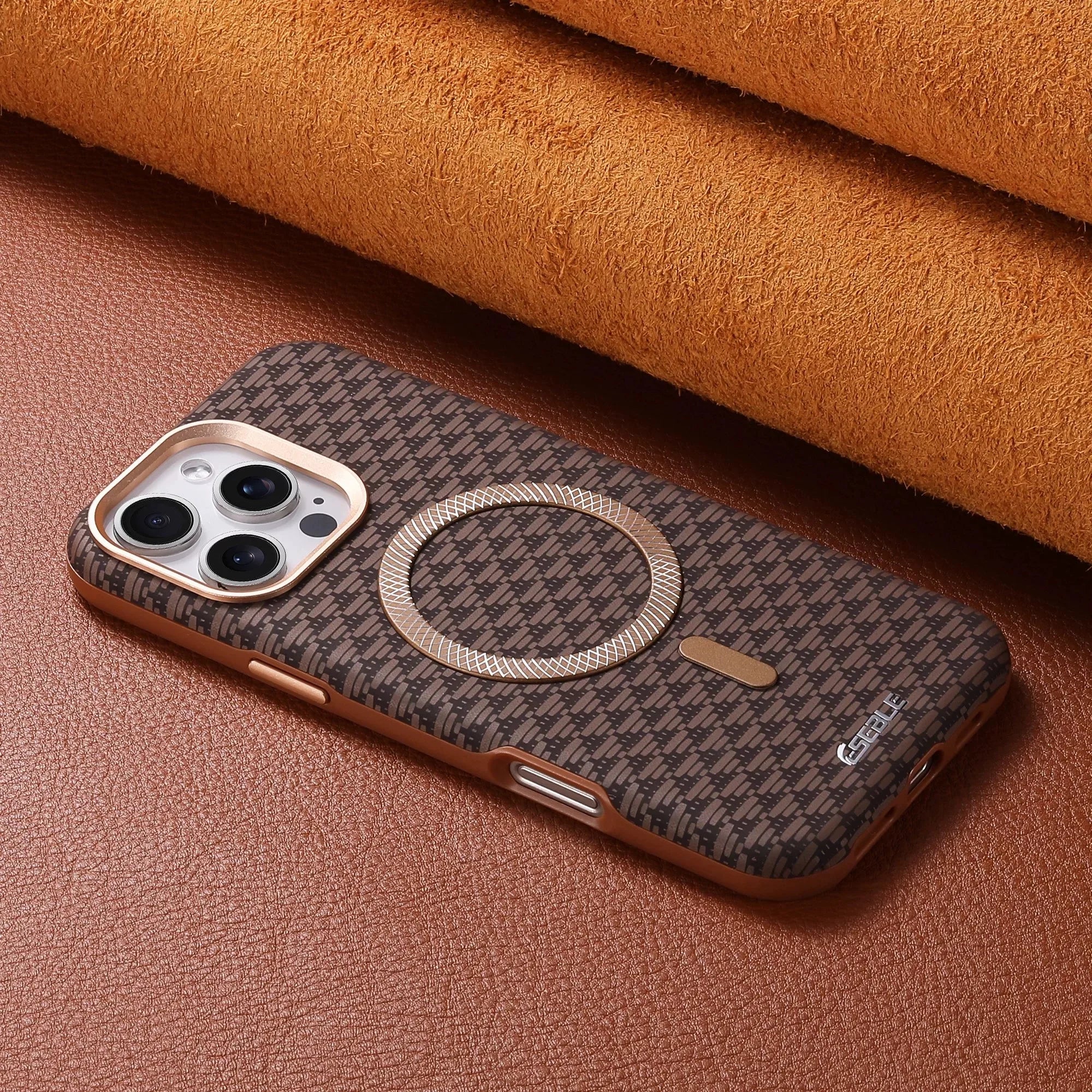 Premium Triangle Pattern Leather Magnetic Case For iPhone 17 16 15 14