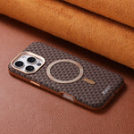 Premium Triangle Pattern Leather Magnetic Case For iPhone 17 16 15 14