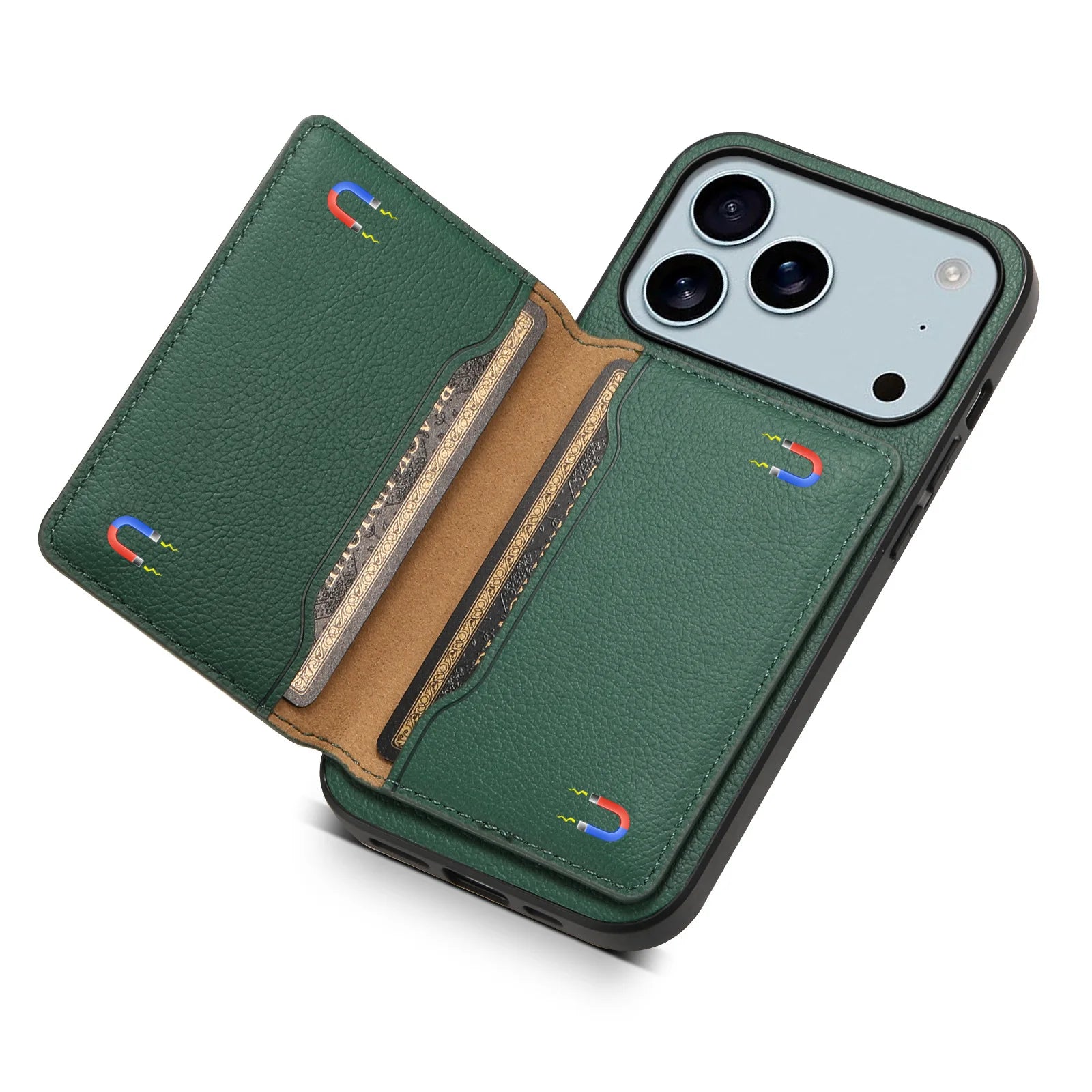 Leather Phone Case Magnetic Card Holder For iPhone 17 / 16 / 15 /14