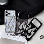 Luxury 3D Flame Pattern Hollow Slim Phone Case for iPhone 17 16 15 14
