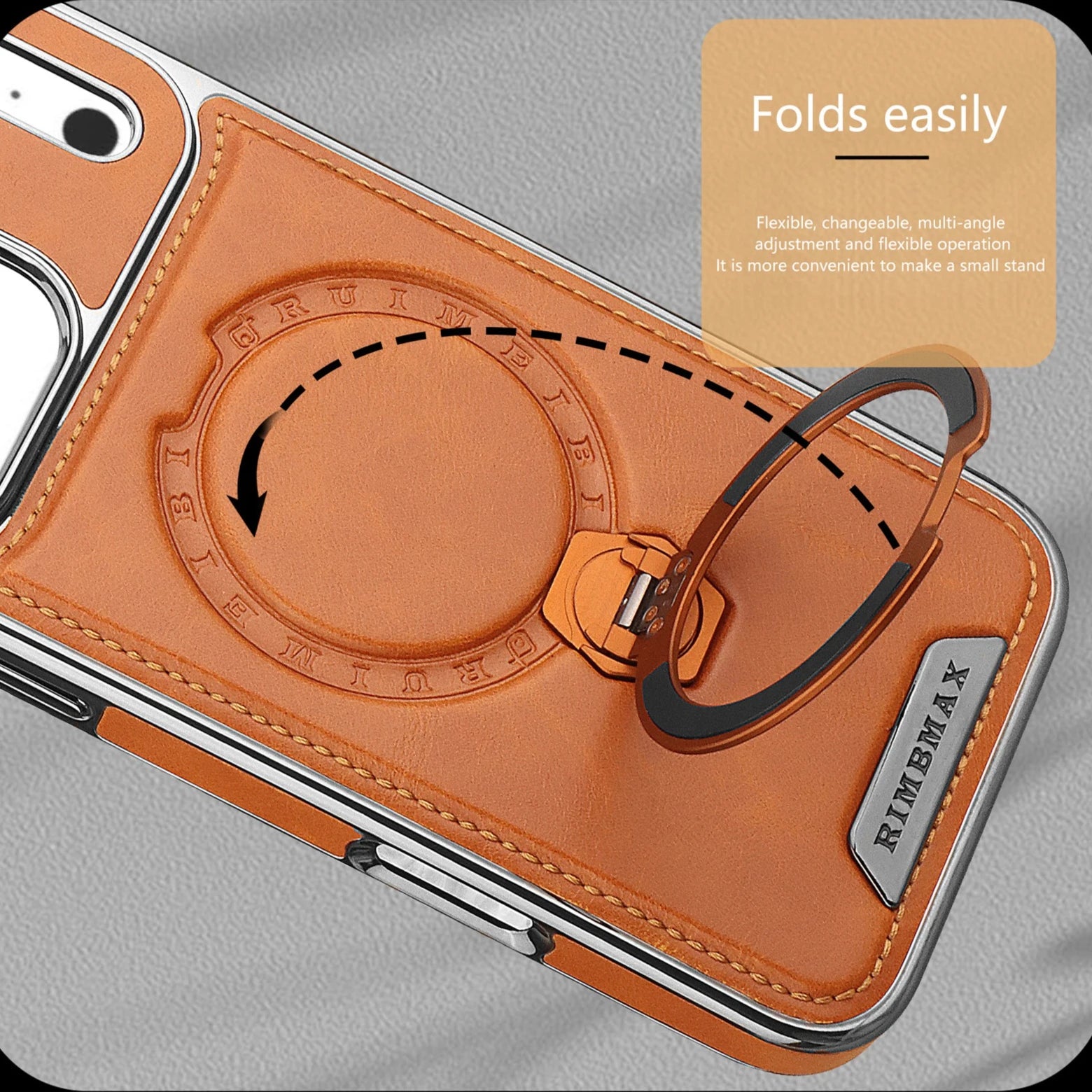 Magnetic Bracket Attraction Cowhide Leather Plating Phone Cover For iPhone 17/ 16/ 15/ 14