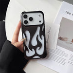 Luxury 3D Flame Pattern Hollow Slim Phone Case for iPhone 17 16 15 14