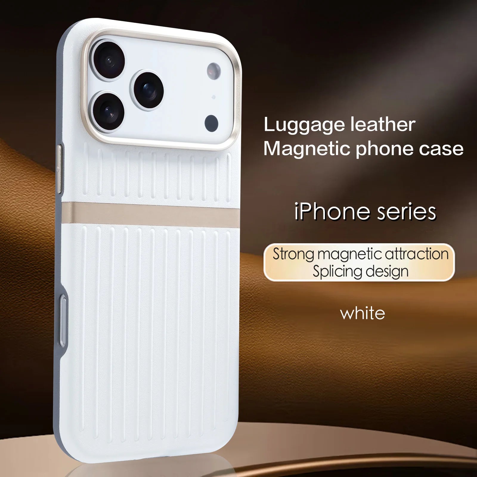 Suitcase Style Case Strong Magnet Embossed Textured Leather For iPhone 17 16 15 14 13 THEROXYMOB