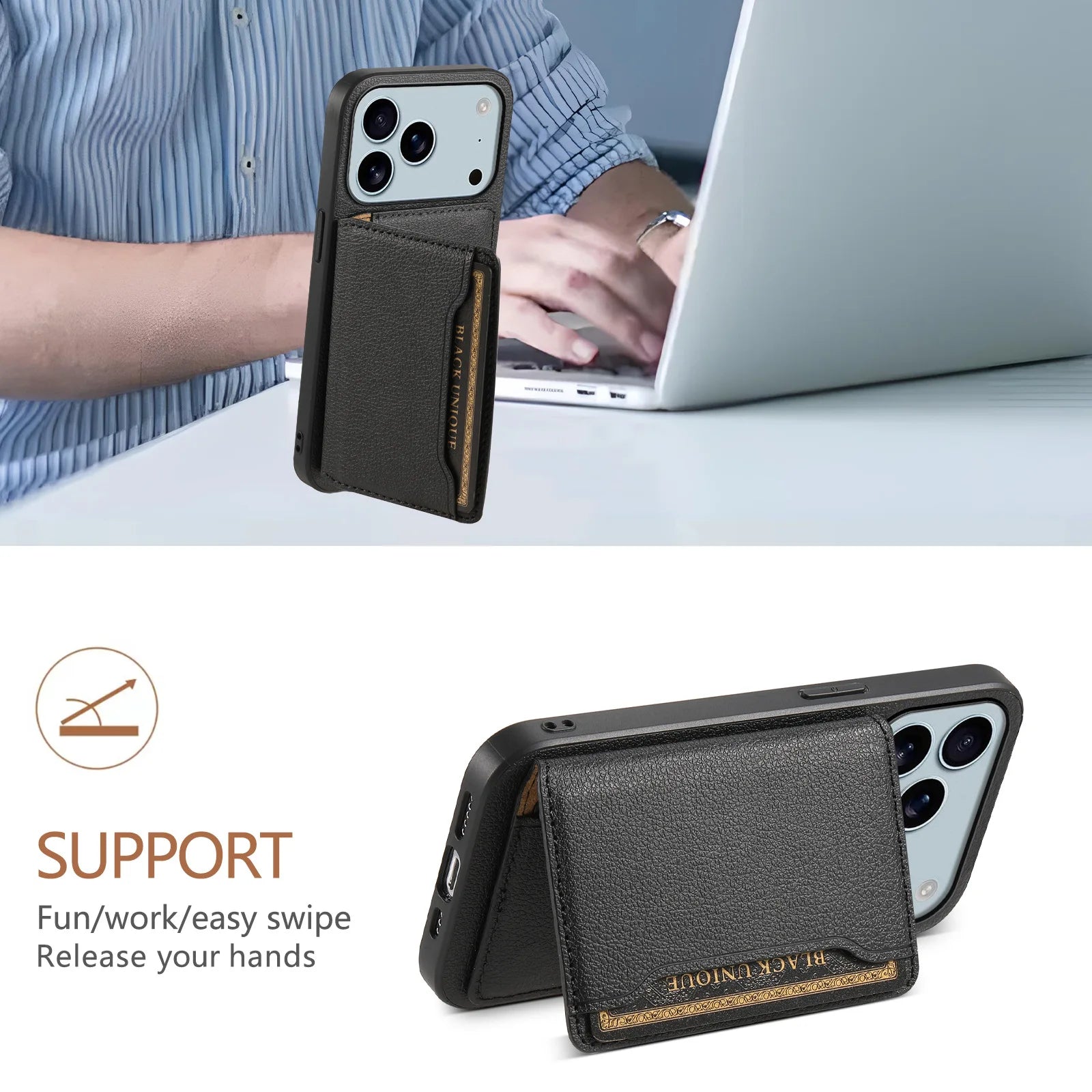 Leather Phone Case Magnetic Card Holder For iPhone 17 / 16 / 15 /14