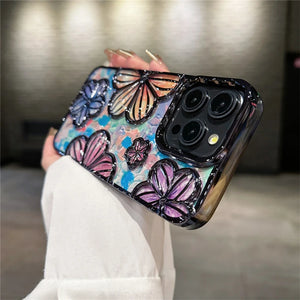 LUXURY PLATING COLOUR FASHION FLOWERS PHONE CASE FOR IPHONE