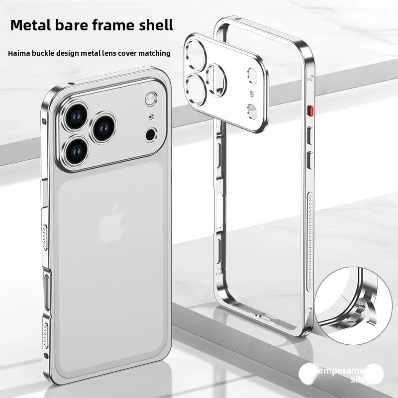 Luxury Original Colour Rugged Aluminum Alloy Slim Frame Case Metal Lens Frame Cold Cut Protect Cover For iPhone 17/ 16 /15 /14