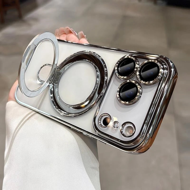 New In Phone Case- Four Corners Air Cushion Anti-fall Case with Invisible Ring Stand for iPhone 17/ 16 /15 /14