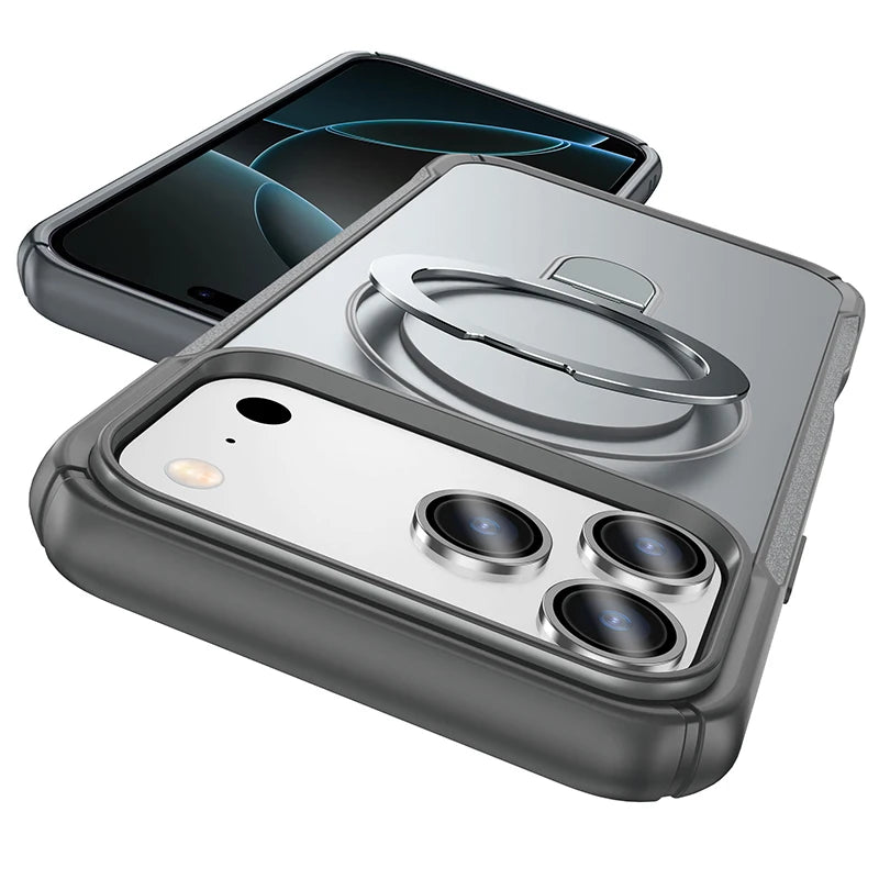 Metal Ring Stand  Magnetic Case Wireless Charger Cover Funds For Magsafe IPhone 17/ 16 /15 14 THEROXYMOB