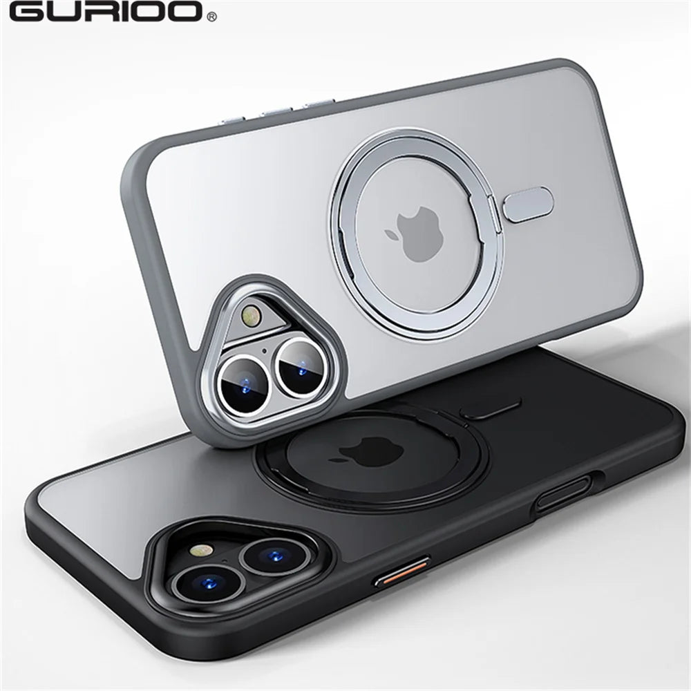 Rotating Metal Magnetic Stand Case For iPhone 16 15 14