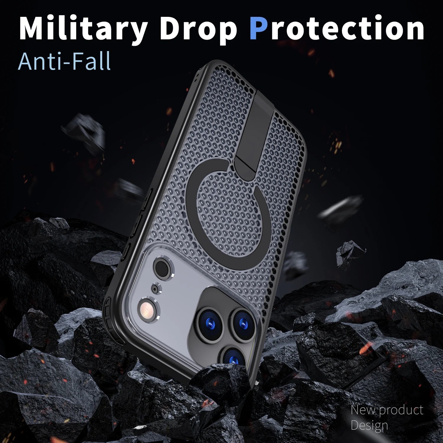 MagSafe Magnetic Case  Anti-drop  Heat Dissipation Protective Cover With Stand for iPhone 17/ 16 /15 /14 THEROXYMOB