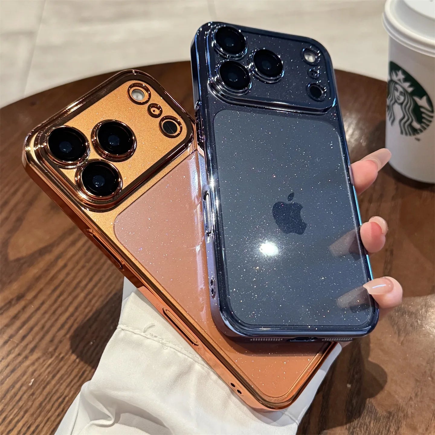 Luxury Glitter Hard Plating Clear Case for iPhone 14 15 16 17