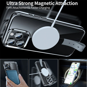 Clear Case with Rotatable Magnetic Grip Ring Holder For iPhone 15 / 14 / 13 Series