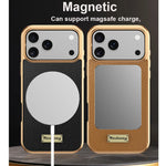 Luxury Togo Calfskin Genuine Leather Case view Window Of Apple logo Phone Cover For iPhone 17/ 16/ 15/ 14