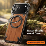 Natural Wooden Frameless Case With Magsafe 360°Rotation Magnetic For iPhone 17 / 16 / 15 / 14