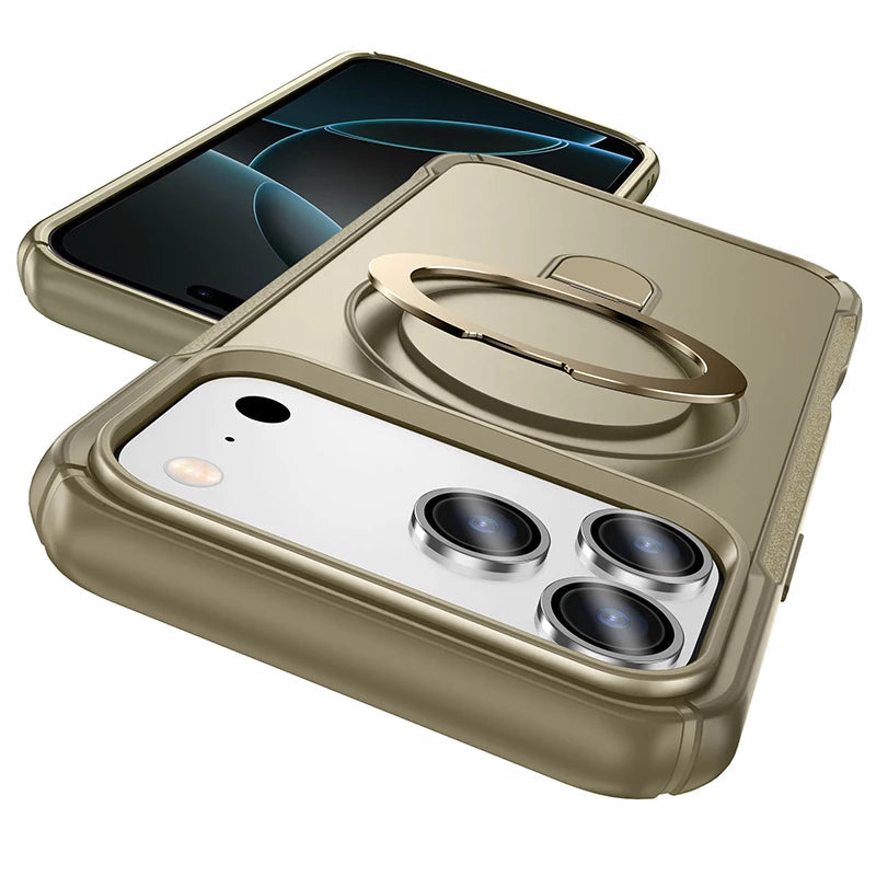 Metal Ring Stand  Magnetic Case Wireless Charger Cover Funds For Magsafe IPhone 17/ 16 /15 14 THEROXYMOB