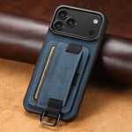 Leather Case Wrist Strap Ring Buckle Card Holder Bag Stand For iPhone 17/ 16/ 15/ 14