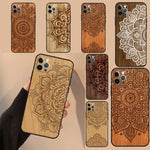 Mandala Floral Wood Funda For iPhone 15 14 13