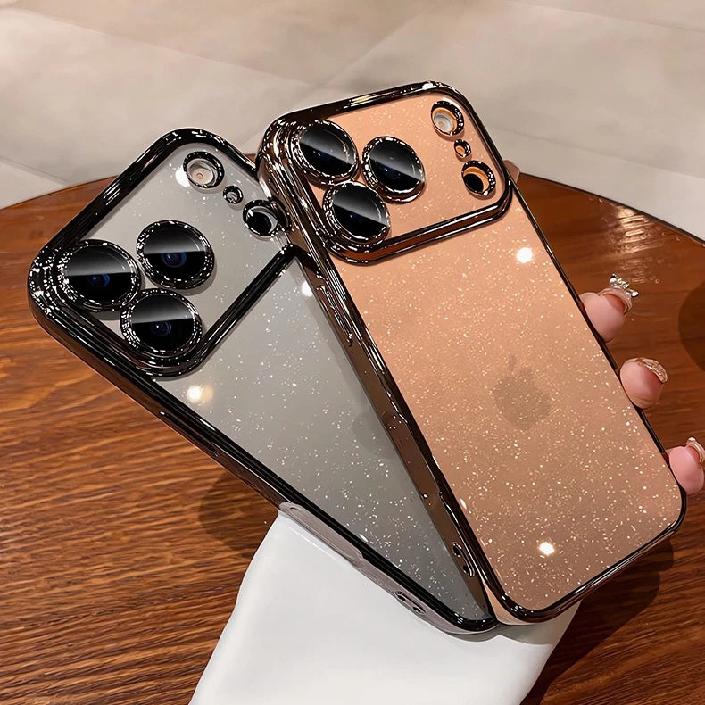 Ultra Thin Slim Transparent Glitter PC Case for iPhone 17 16 15 14