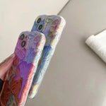 Blue Light Oil Painting Flower Phone Case for iPhone 16 15 14 Proof Anti-knock