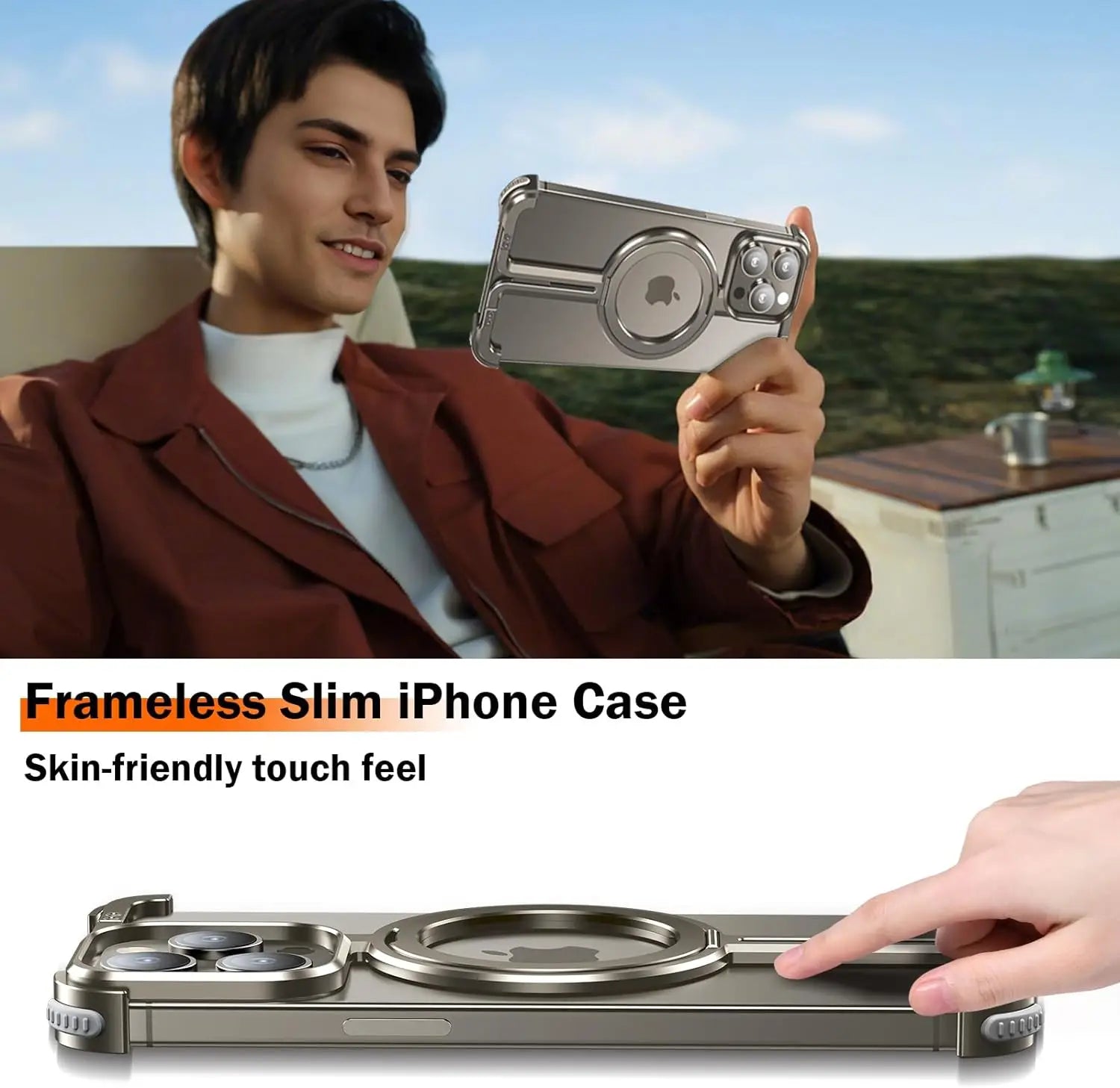 Titanium Frame Magnetic Case For iPhone