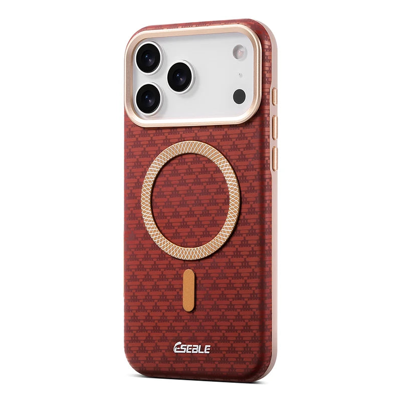 Premium Triangle Pattern Leather Magnetic Case For iPhone 17 16 15 14