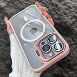 Luxury Magnetic Shockproof Phone Case For iPhone 16 15 14 Funda Stand Glass Lens Protection Back Cover