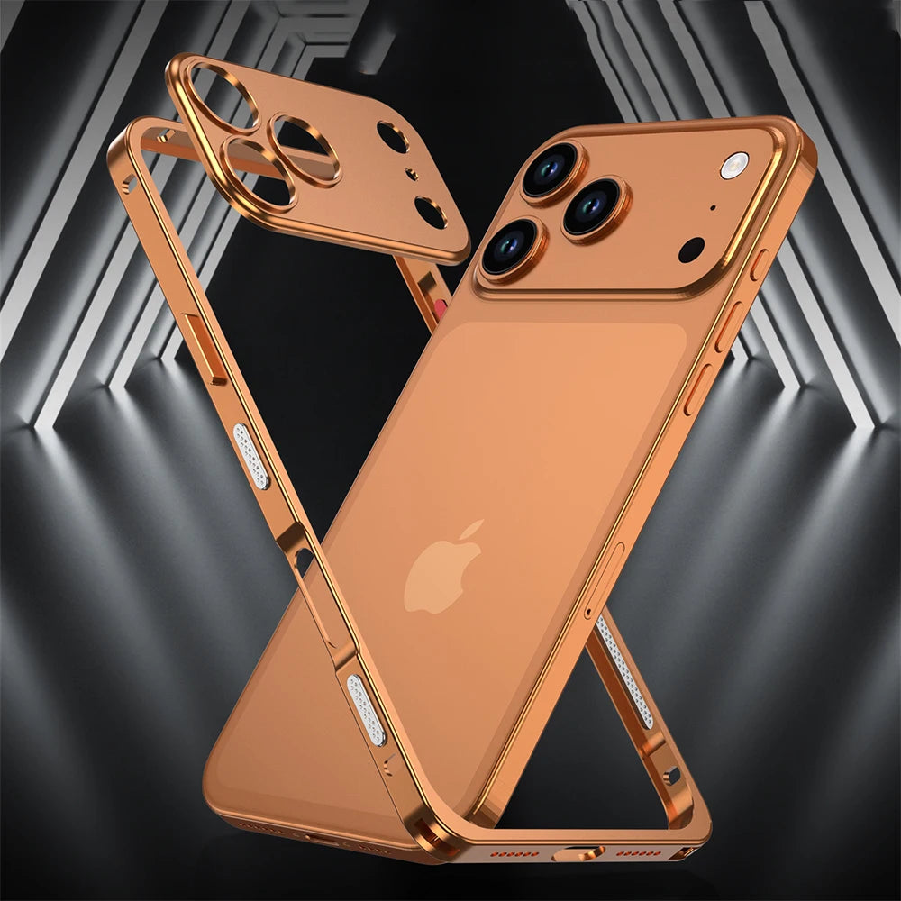 Luxury Original Colour Rugged Aluminum Alloy Slim Frame Case Metal Lens Frame Cold Cut Protect Cover For iPhone 17/ 16 /15 /14